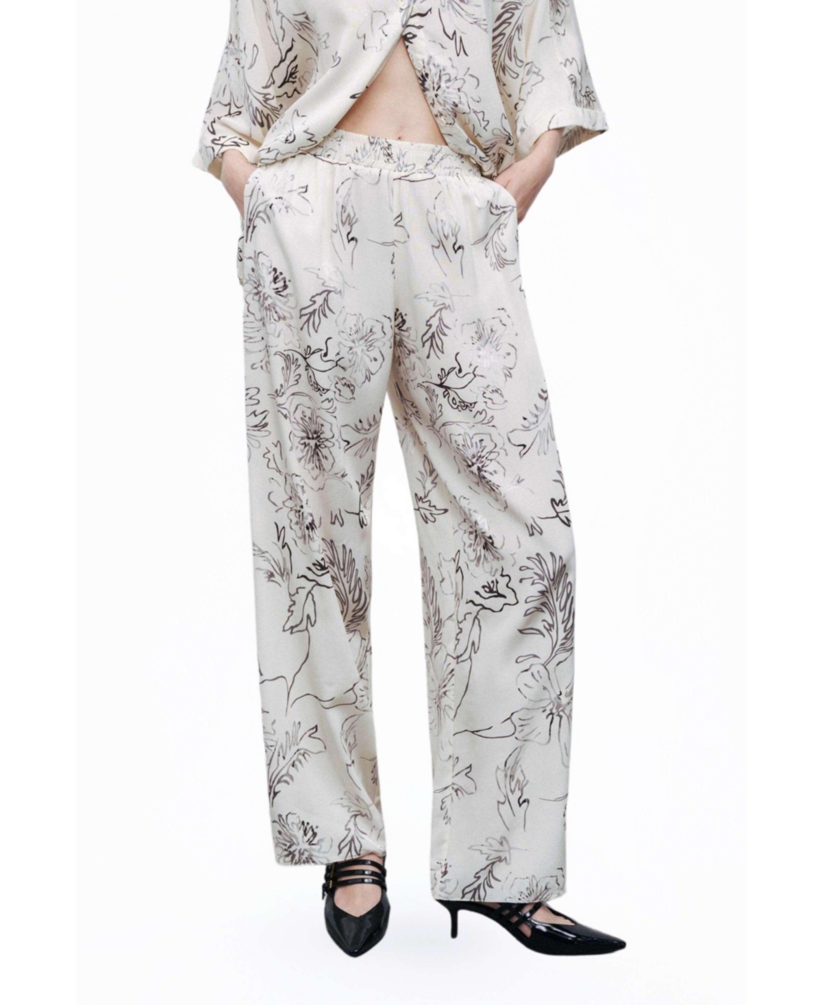 Women's Patterned Jacquard Pants - Multi-colored