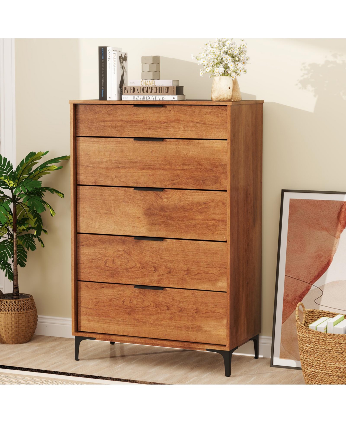 Interlock System 5-Drawer Dresser – Durable Storage for Bedroom, Living Room, or Closet Organization