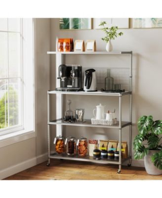 4-Tier Bakers Rack on Wheels with Adjustable Shelves