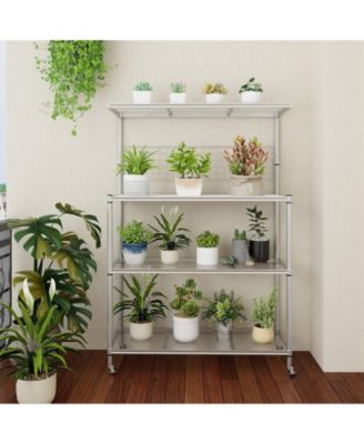 4-Tier Bakers Rack on Wheels with Adjustable Shelves