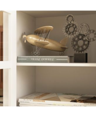 TV stand with top, left and right cabinets, multi-purpose media wooden console, entertainment center with tempered glass