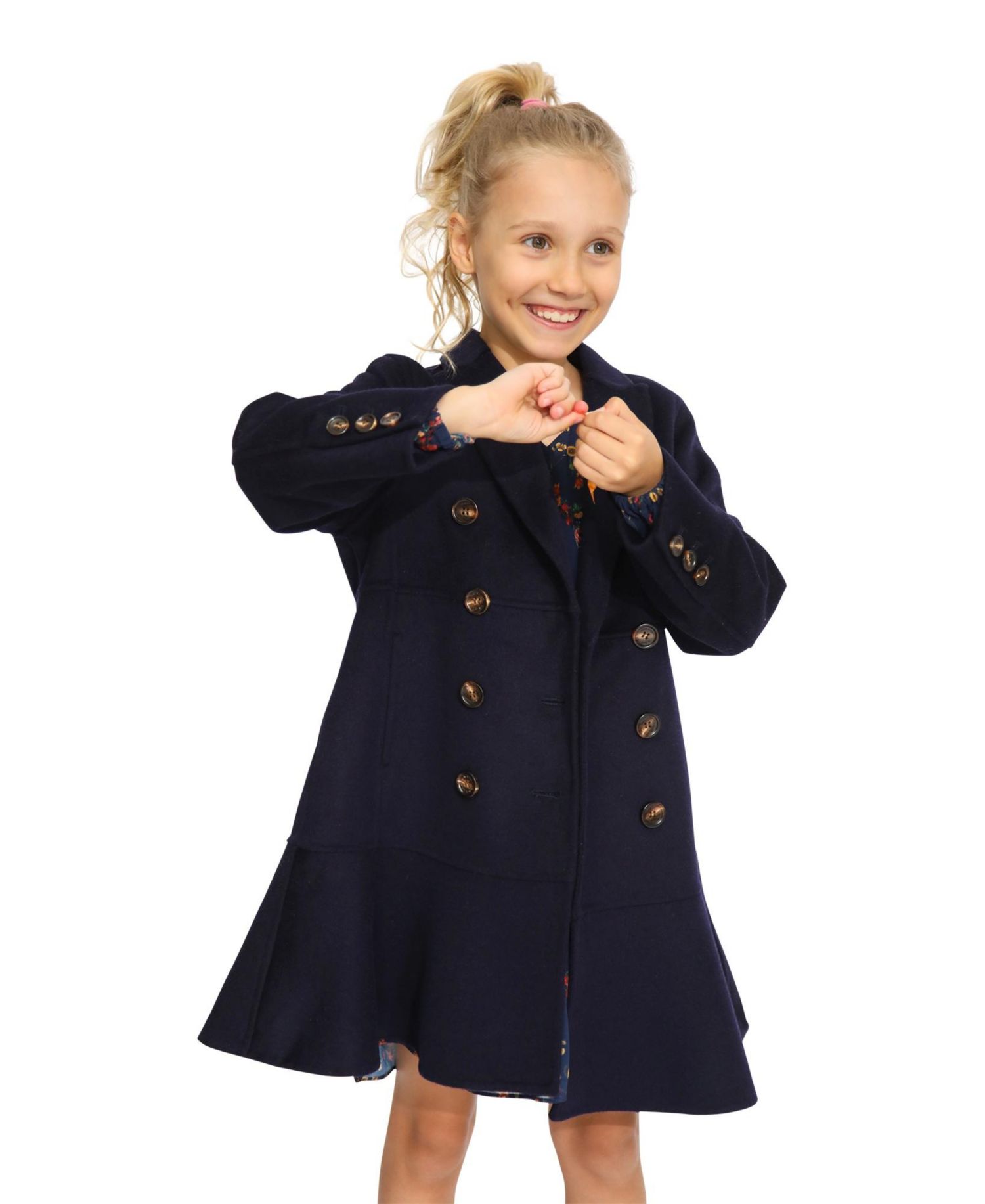 Little Girls Good Manners Wool Blend Fitted Coat