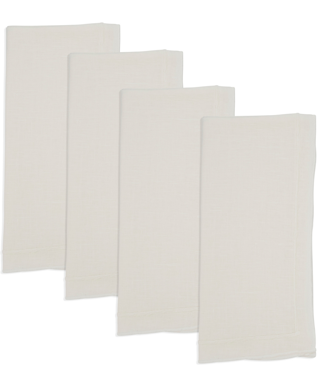 Saro Lifestyle Stonewashed Overlock Linen Edge Napkins, 20" X 20" In Ivory