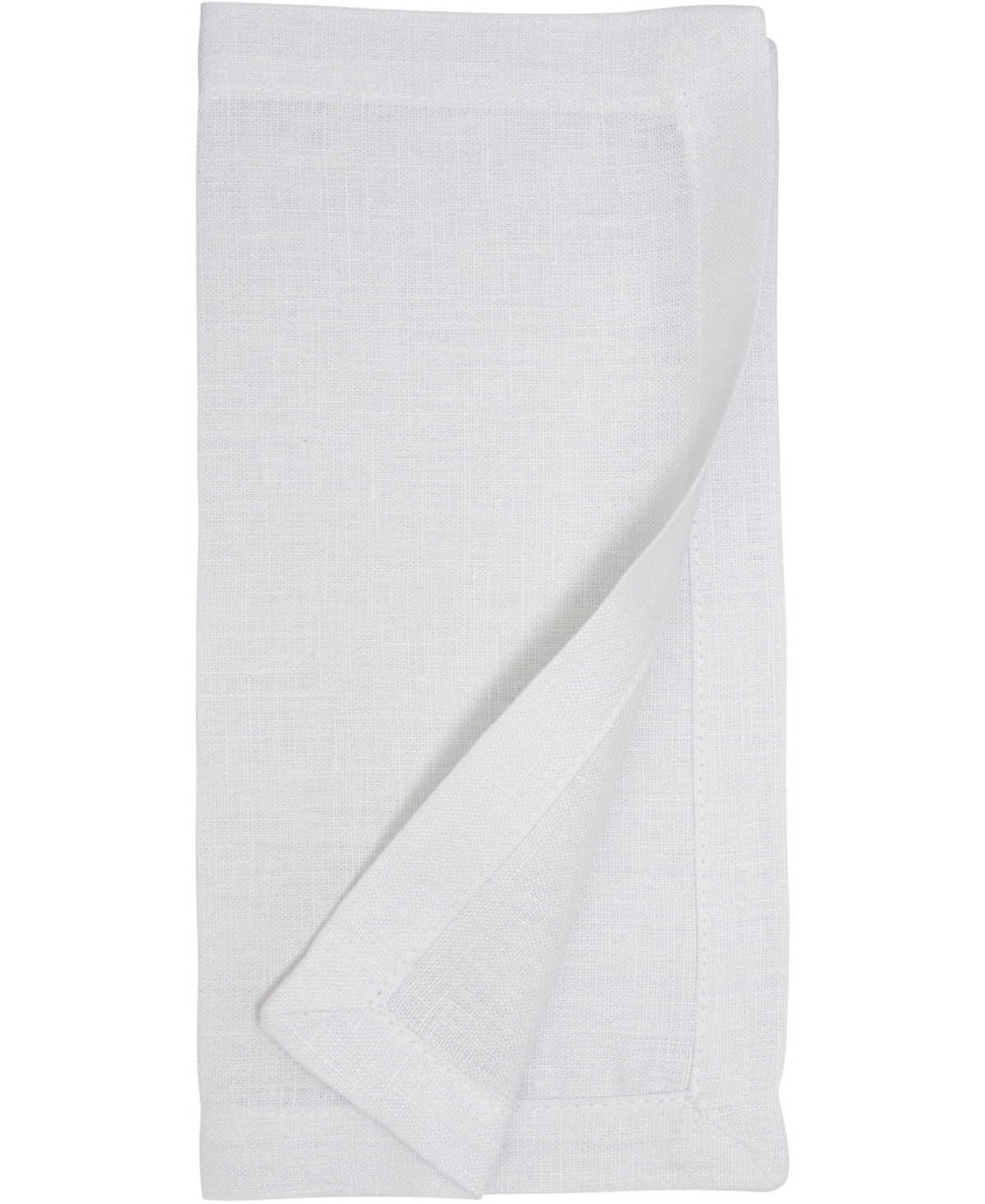Saro Lifestyle Pure Linen Tea Napkins, 10" X 10" In White