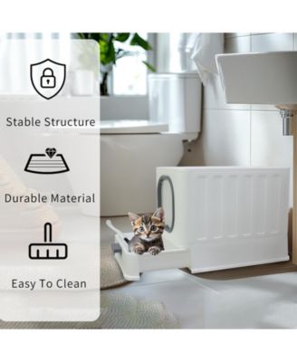 Drawer Cat Litter Box With Anti-Splash Front Entry & Scoop