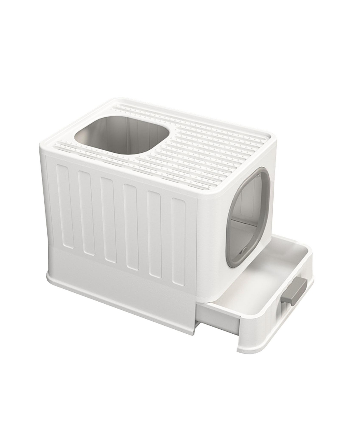 Drawer Cat Litter Box With Anti-Splash Front Entry & Scoop - White
