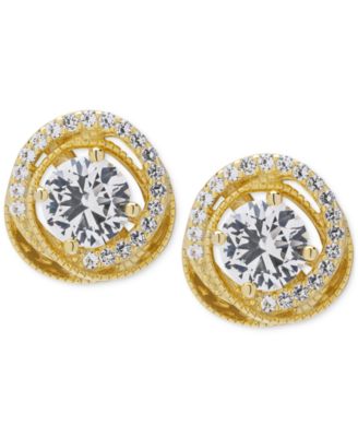 Macy's - Lab Grown White Sapphire Love Knot Stud Earrings (1-1/2 ct. t.w.) in 14k Gold-Plated Sterling Silver