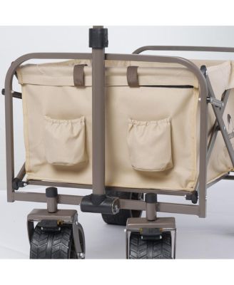Collapsible Beach Wagon with Big Wheels, Utility Foldable Grocery Cart Heavy Duty, Portable Folding Wagon Cart with Wheel for Camping
