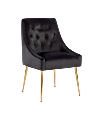 Modern Velvet Upholstered Dining Chairs Set of 2, Mid Century Side Chairs with 5.12” Cushions and Back Pull Rod for Kitchen, Living Room