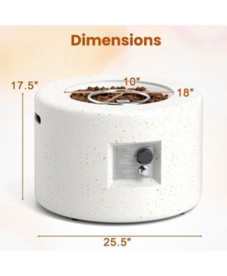 Round Terrazzo Propane Gas Fire Pit with Hideaway Tank Holder and Lava Rocks