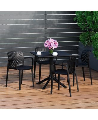 5-Piece Outdoor Square Patio Dining Table Set with Stackable Patio Dining Chairs