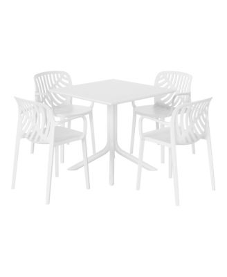 5-Piece Outdoor Square Patio Dining Table Set with Stackable Patio Dining Chairs