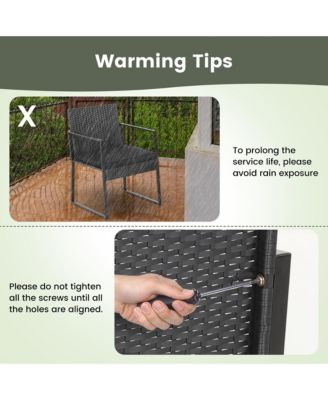 3pcs Patio Furniture Set Heavy Duty Cushioned Wicker Rattan Chairs Table Outdoor