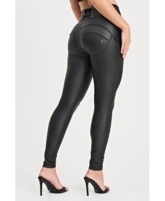 Women's High-Rise Corset Faux Leather Sculpting Pants