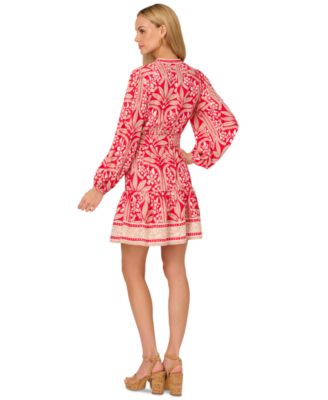 by Adrianna Papell Women's Belted Split-Neck Dress