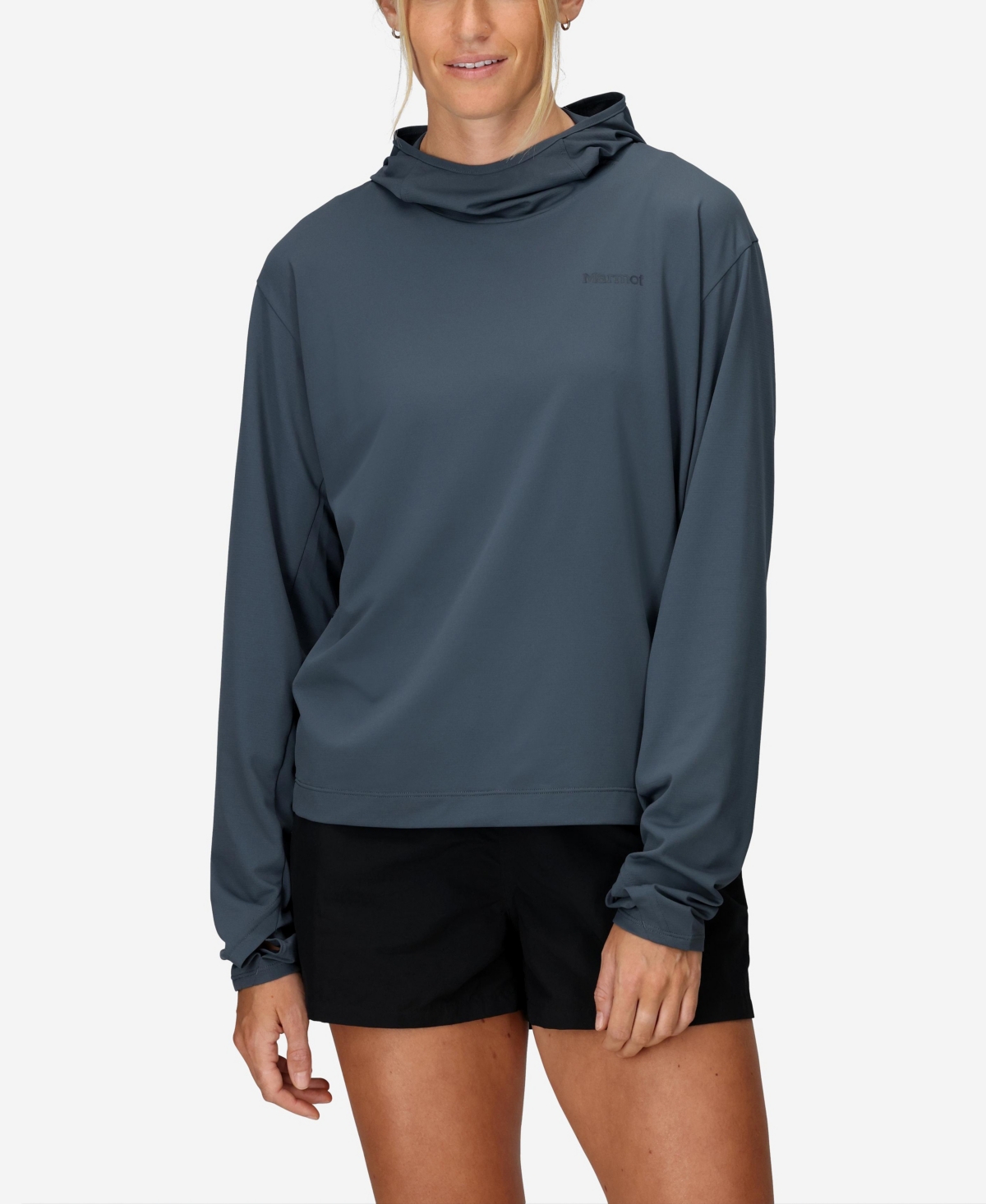 Marmot Women's Air Exchange Upf 50 Hoody Pullover Style Sweatshirt In Thunderhead