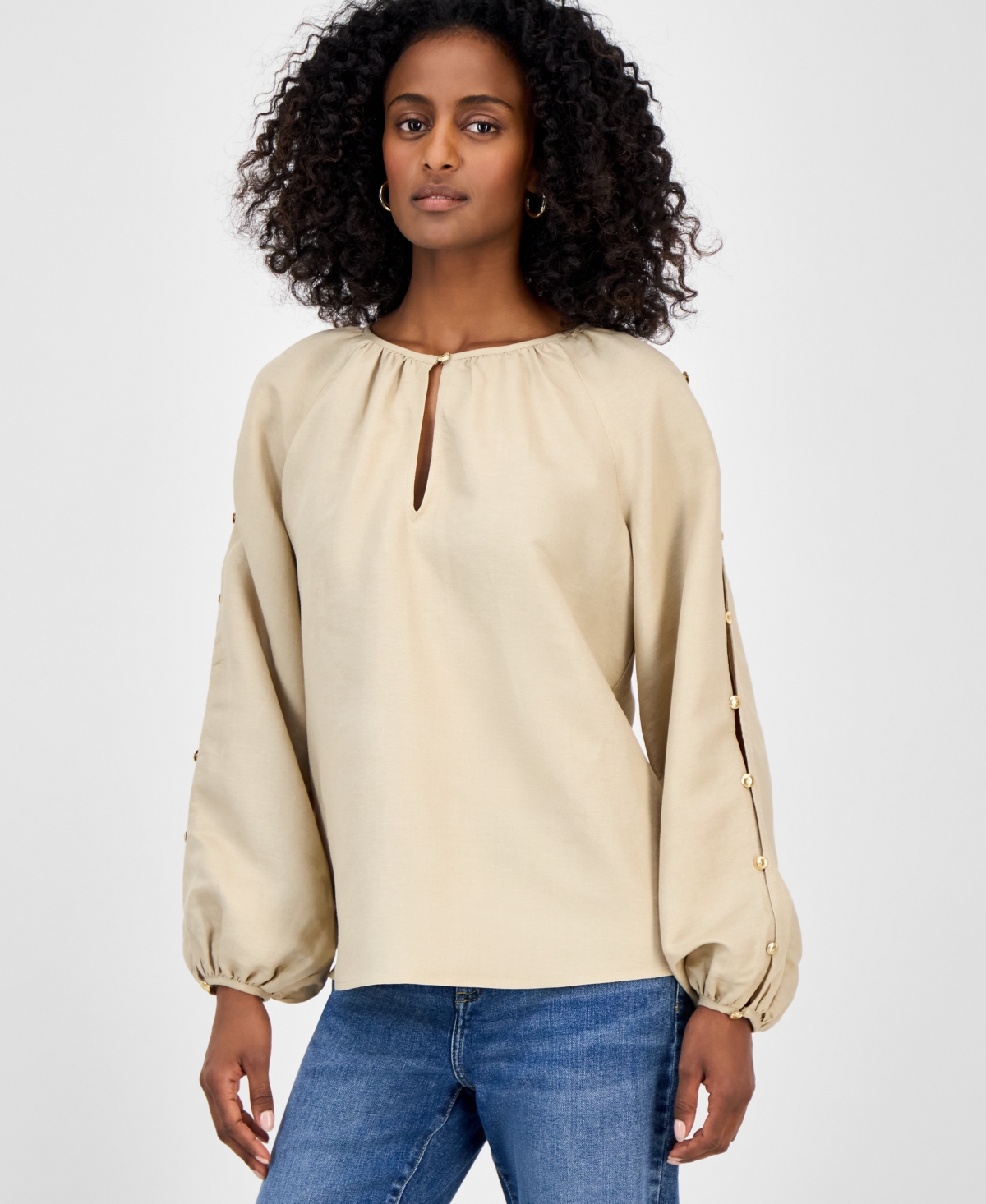 Inc International Concepts Women's Button-sleeve Blouse, Exclusively At Macy's