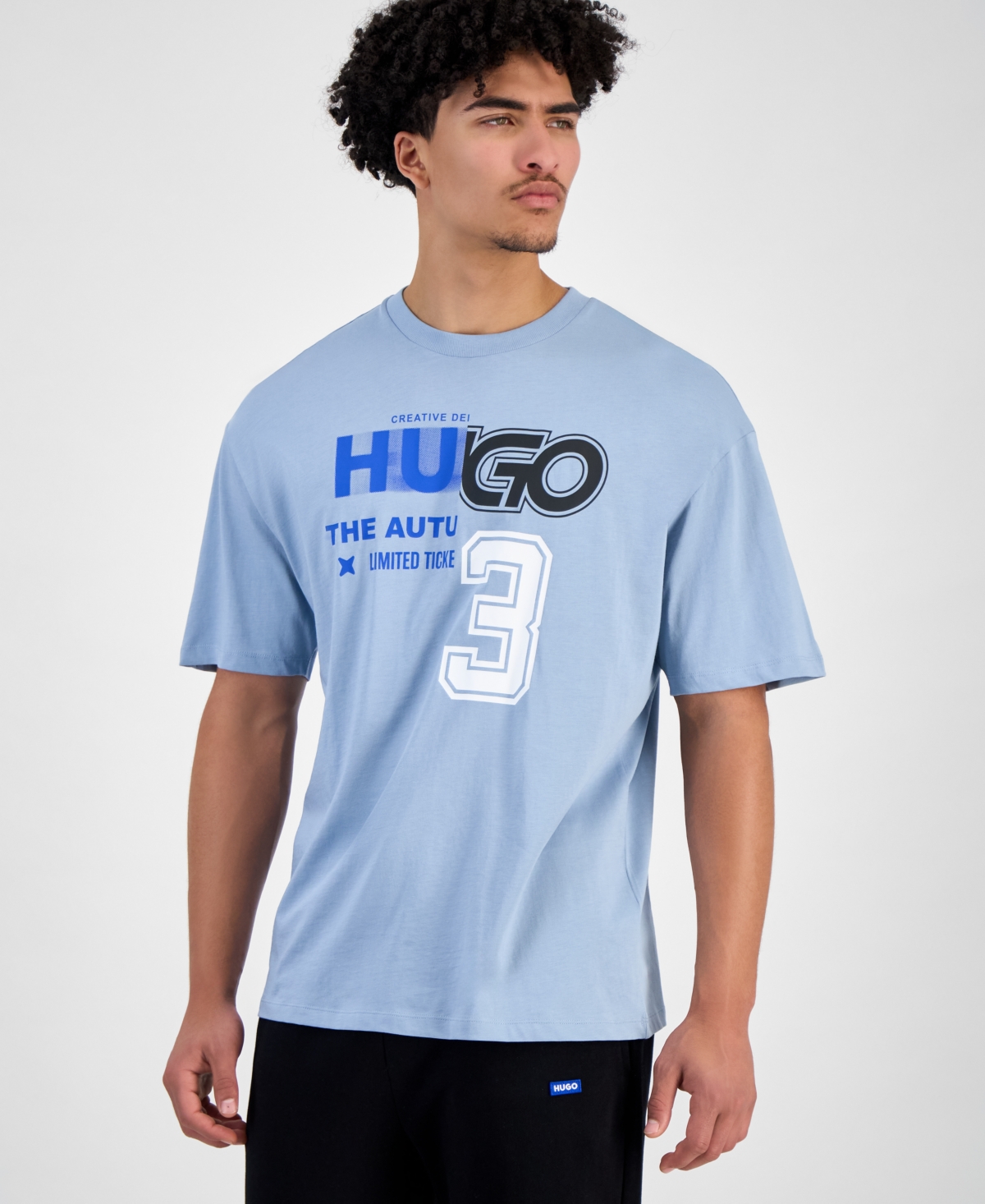 Hugo by Hugo Boss Men's Racing Logo Graphic T-Shirt - Light/pastel Blue