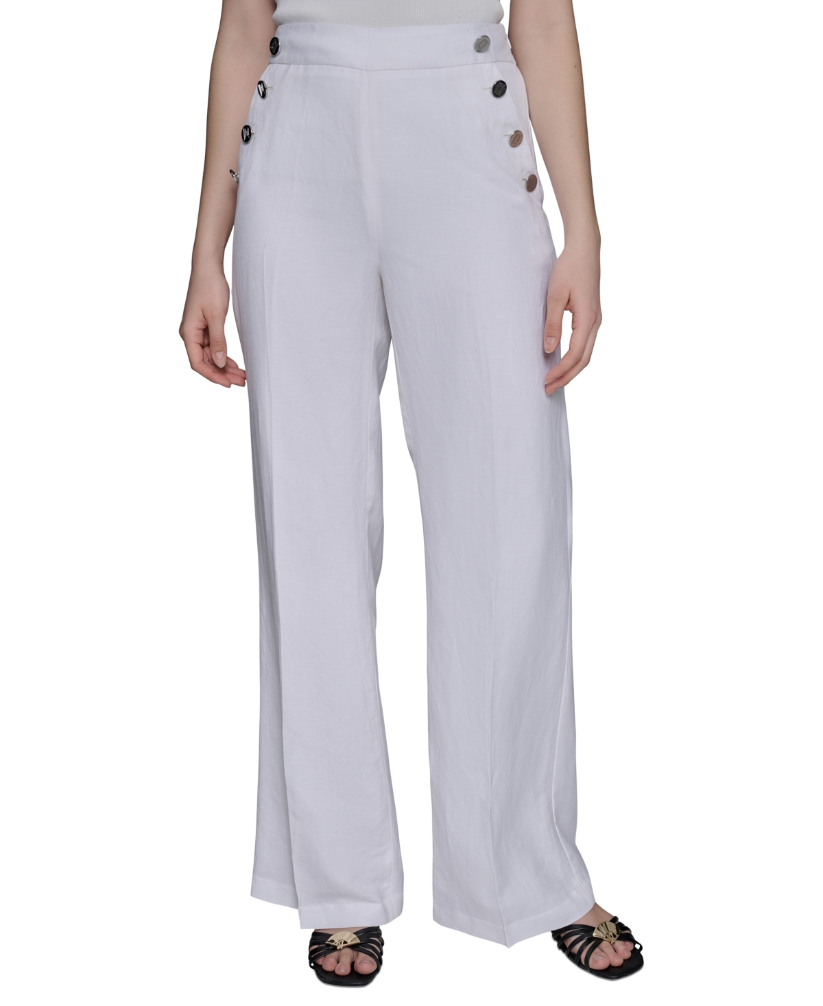 KARL LAGERFELD PETITE BUTTON-TRIM-POCKET PANTS 
