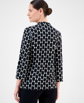 売れ筋商品|||ジェイエムコレクション カットソー トップス レディース Petite Geo-Print Johnny-Collar Tunic, Exclusively at Macy's Deep Black JM Collection Petite Geo-Print Johnny-Collar Tunic