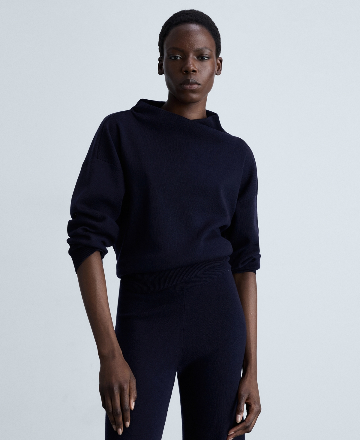 Mango Women's Straight Knitted Pants In Dark Navy