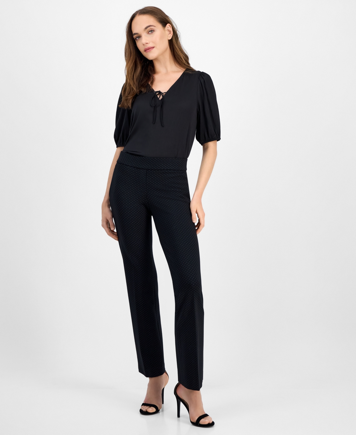 Women's Grace Printed Mid-Rise Straight Pants - Anne Black/white