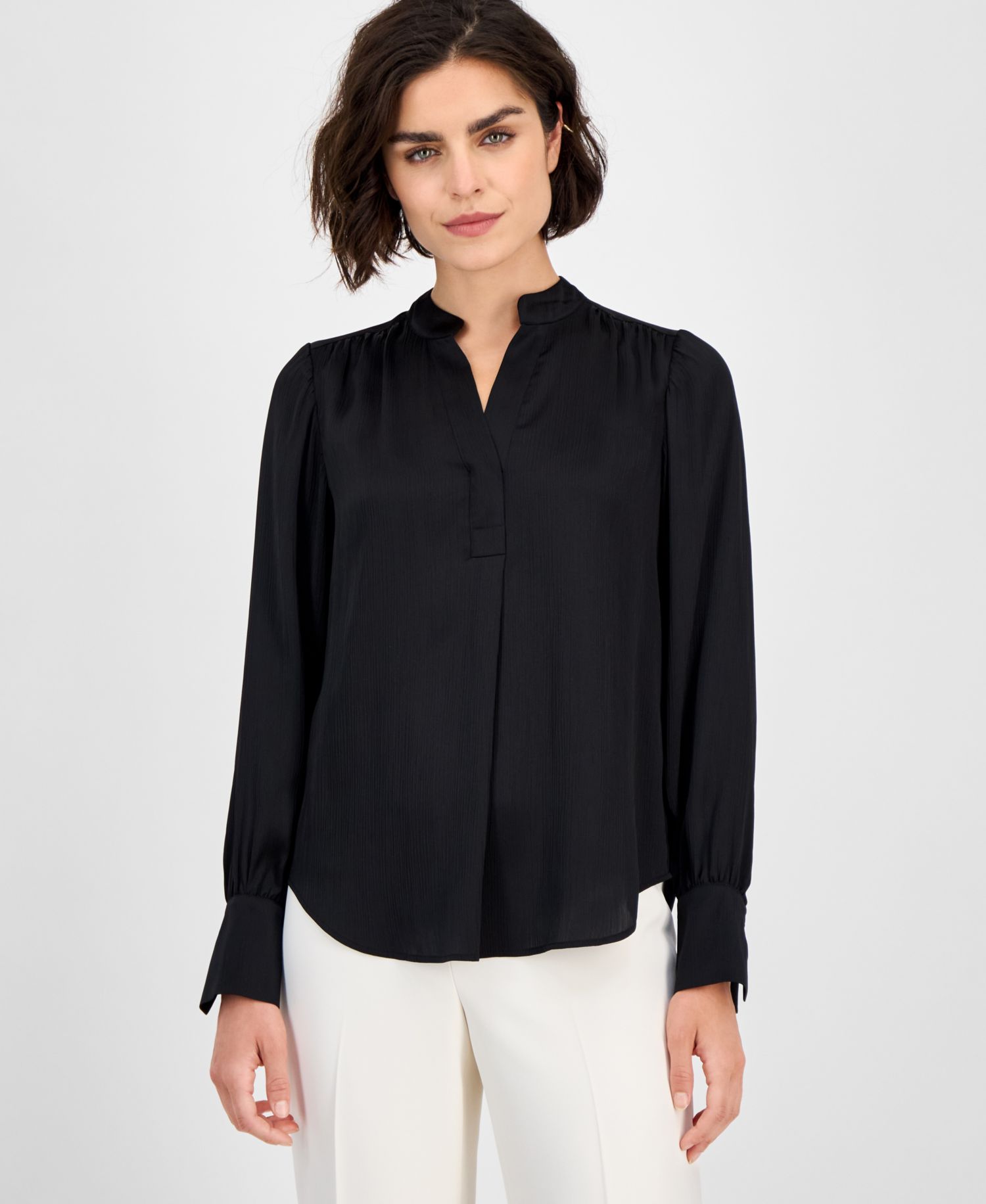 Petite Split-Neck Blouse