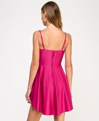 Juniors' Draped-Top Skater Dress