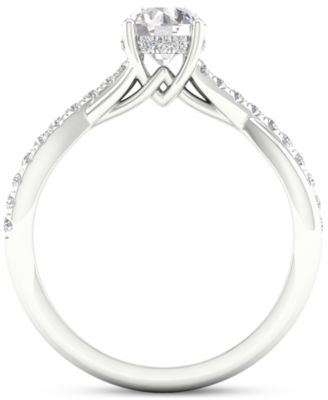 Diamond Halo Twist Engagement Ring (1 ct. t.w.) in 14k White Gold