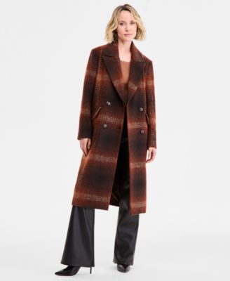 BCBG - Women's Double-Breasted Plaid Coat