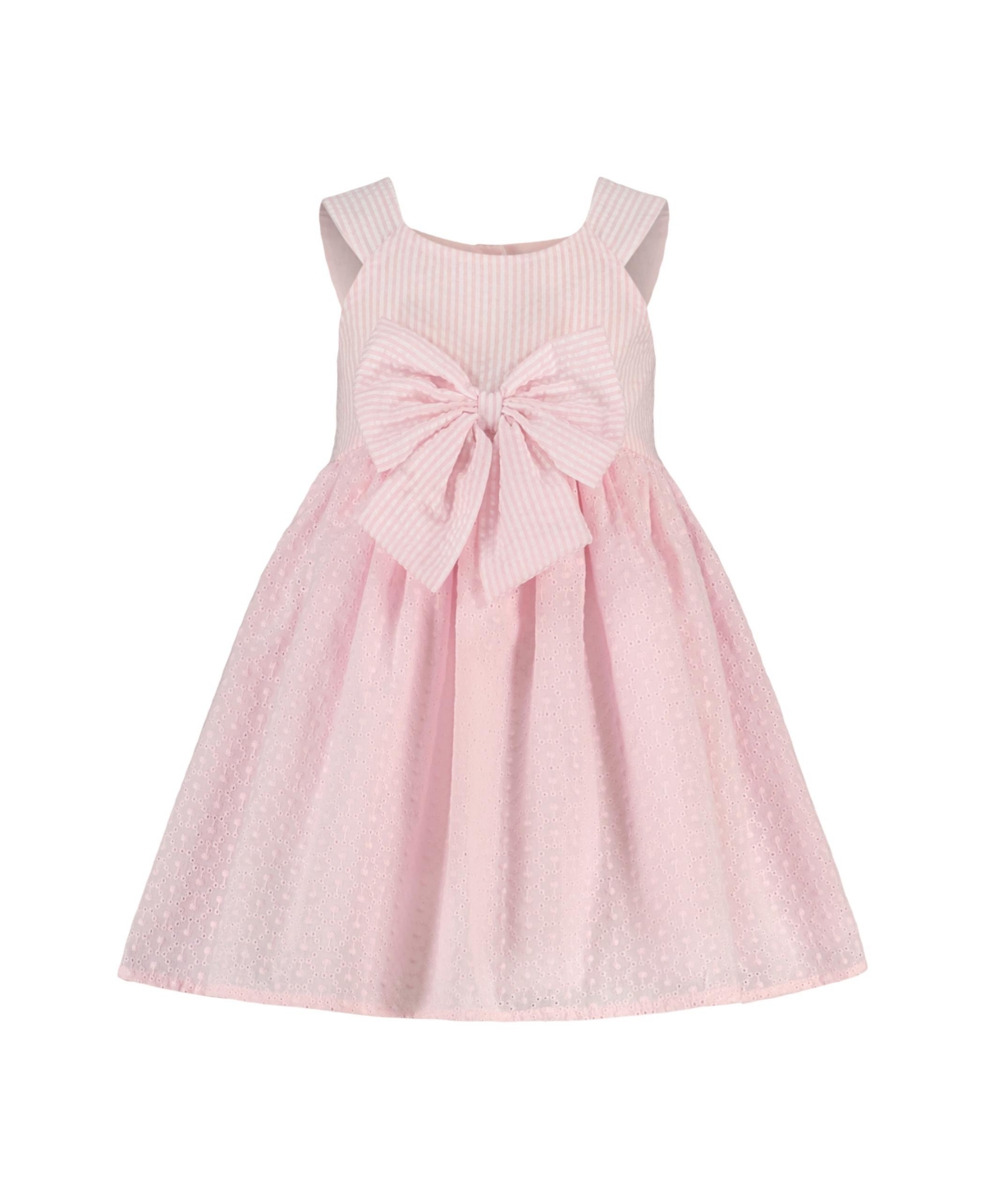 BLUEBERI BOULEVARD BABY GIRLS SEERSUCKER STRIPE WITH EYELET FIT-AND-FLARE DRESS 