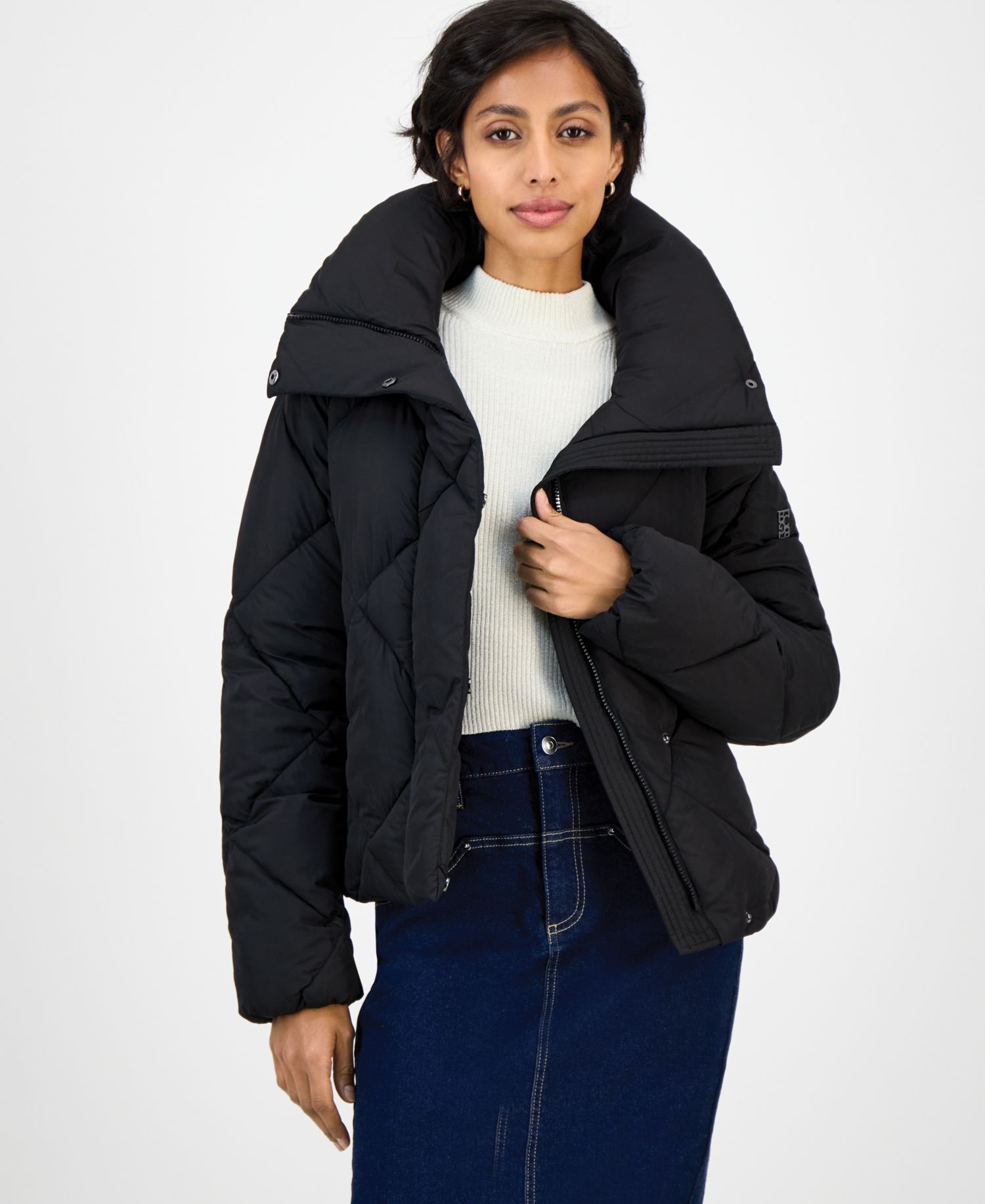 Women's Short Diamond Puffer Coat