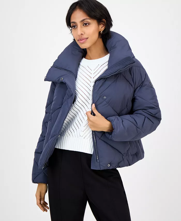 Women's Short Diamond Puffer Coat - thumbnail 4