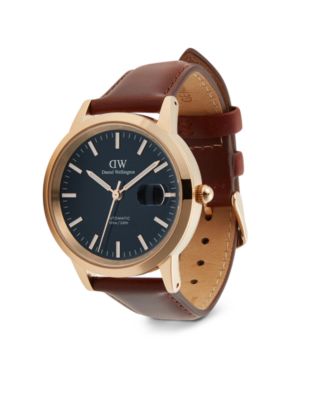 Unisex Automatic Brown Genuine Italian Chrome-Free Leather Watch, 40mm