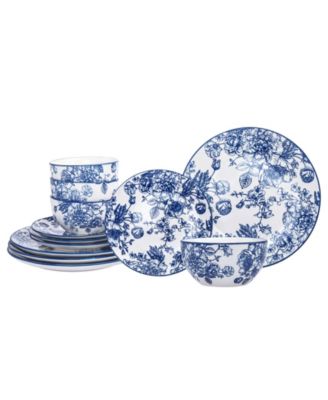 Blue Floral 12 Pc. Dinnerware Set, Service for 4