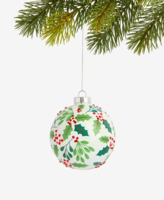 Holiday Lane - Heritage Glass Holly Ball Ornament