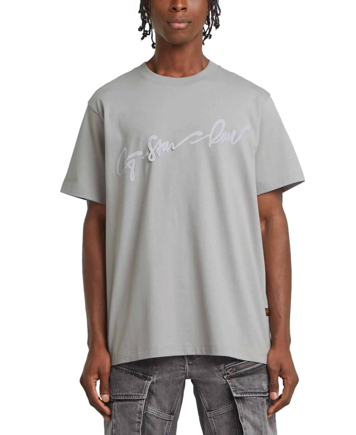 Men's Relaxed Fit Short Sleeve Script Logo T-Shirt - Grey Alloy
