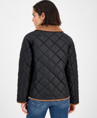 Women's Reversible Quilted Corduroy-Trim Coat