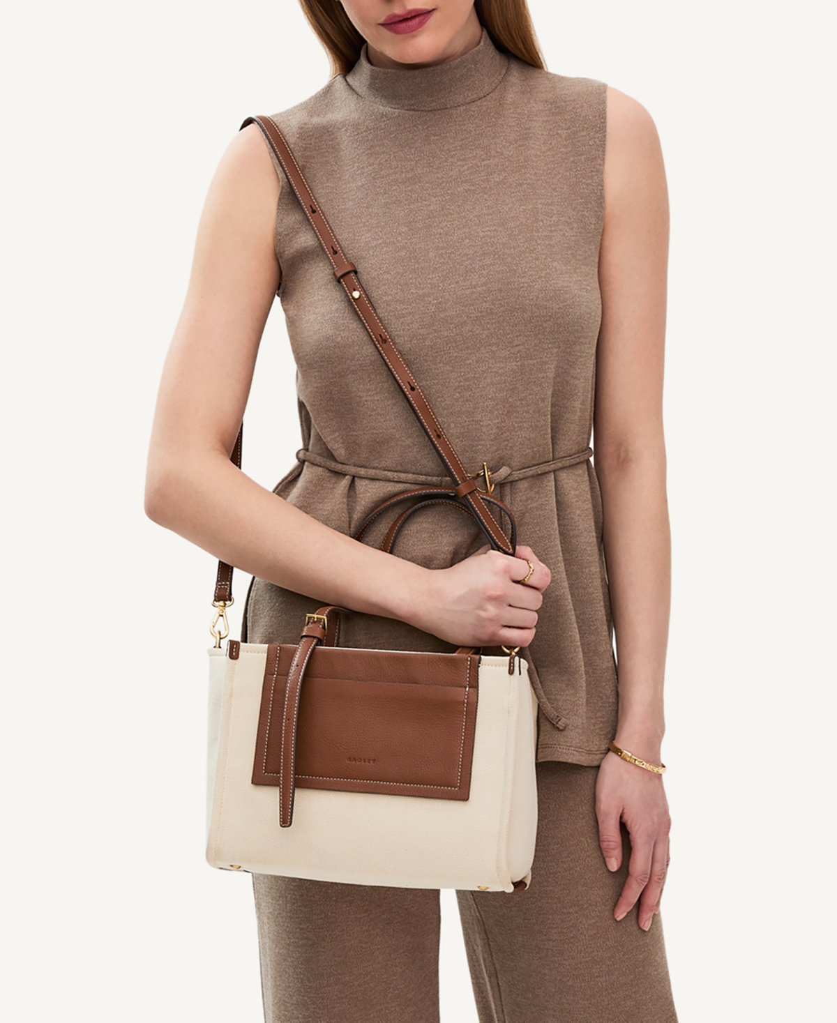 Radley London The Burlington Canvas Medium Zip Top Grab Bag In Natural