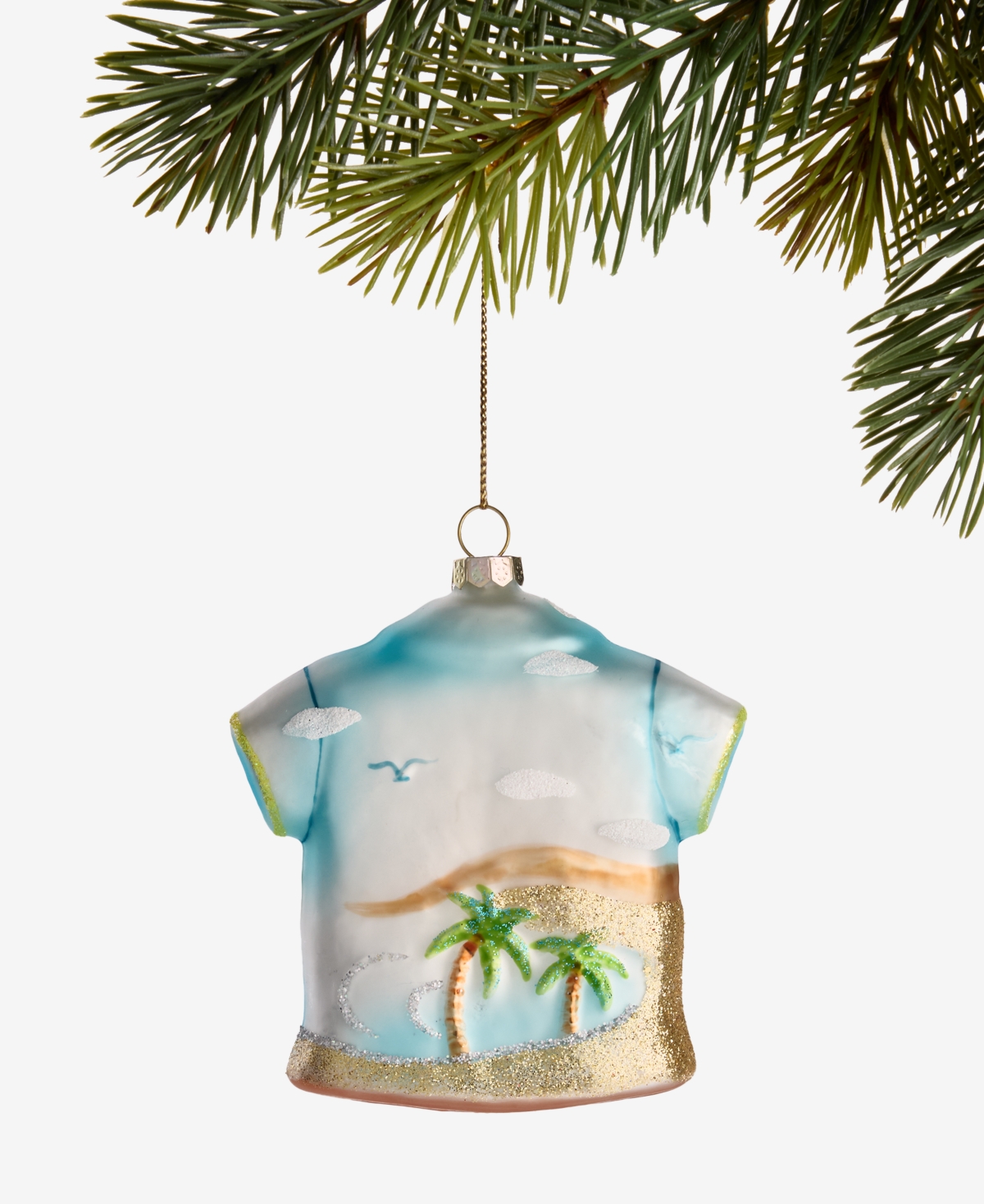 Holiday Lane Hawaii Glass Glittered Shirt Ornament, Macy's Exclusive In Transparent
