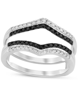 Macy's - Black & White Diamond Guard Ring (3/8 ct. t.w.) in 14k White Gold