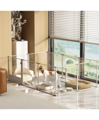 Transparent Pet Pen with Mat for Dog/Cat/Rabbit Litter Box