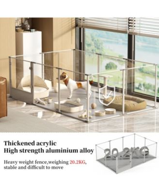 Transparent Pet Pen with Mat for Dog/Cat/Rabbit Litter Box