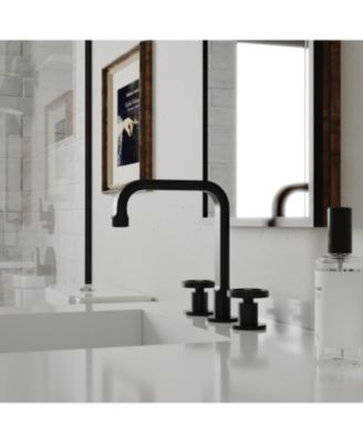 Industry Style 8 in. Widespread Double Handle High-Arc Bathroom Faucet Water-Saving With Drain Kit in Brushed Gold