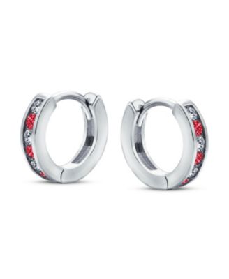 Tiny Multi Color Cubic Zirconia CZ Hoop Earrings Sterling