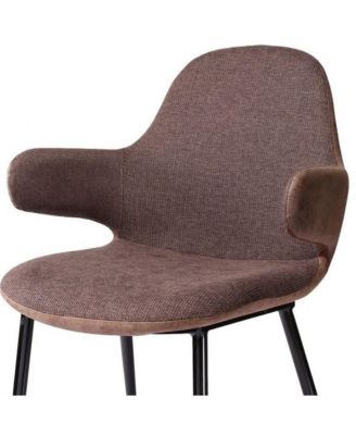 33" Stylish Brown Fabric and Faux Leather Accent Chair