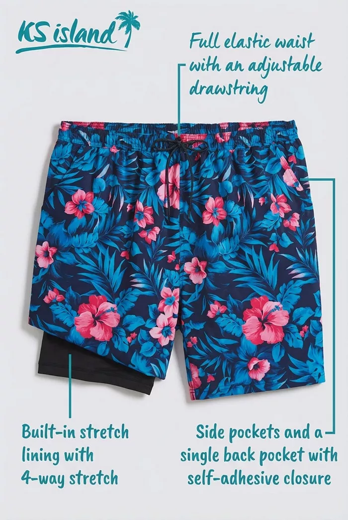 Big & Tall 8" Swim Trunks With Super Stretch Liner - thumbnail 7