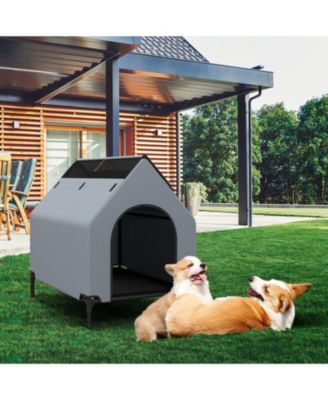 Slickblue Elevated Pet House for Outdoors with Ventilated Windows – Waterproof and Comfortable Pet Shelter