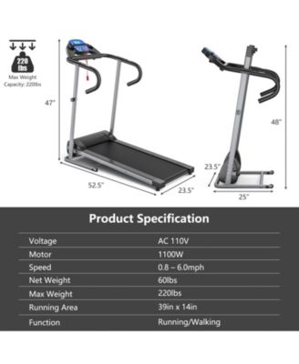 Foldable Electric Treadmill with LCD Display & Heart Rate Sensor – Easy Storage and Tracking