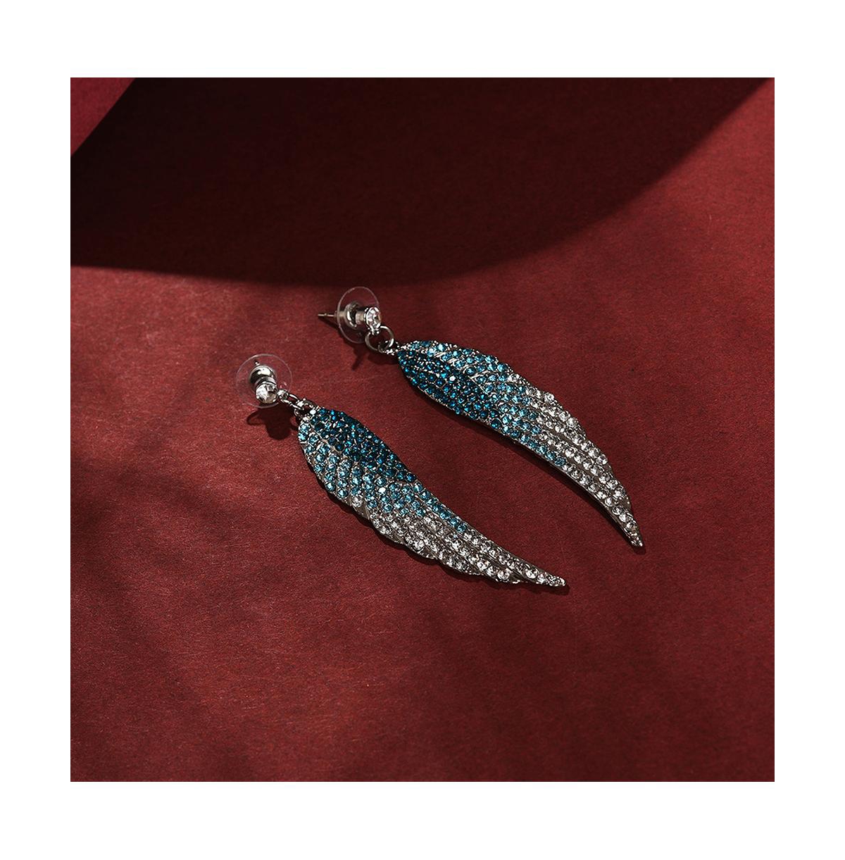 Sohi Blue Color Silver Plated Designer Stone Drop Earring For Women's In Blue